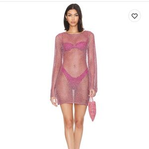 Pink Metallic Revolve Mesh Mini Dress